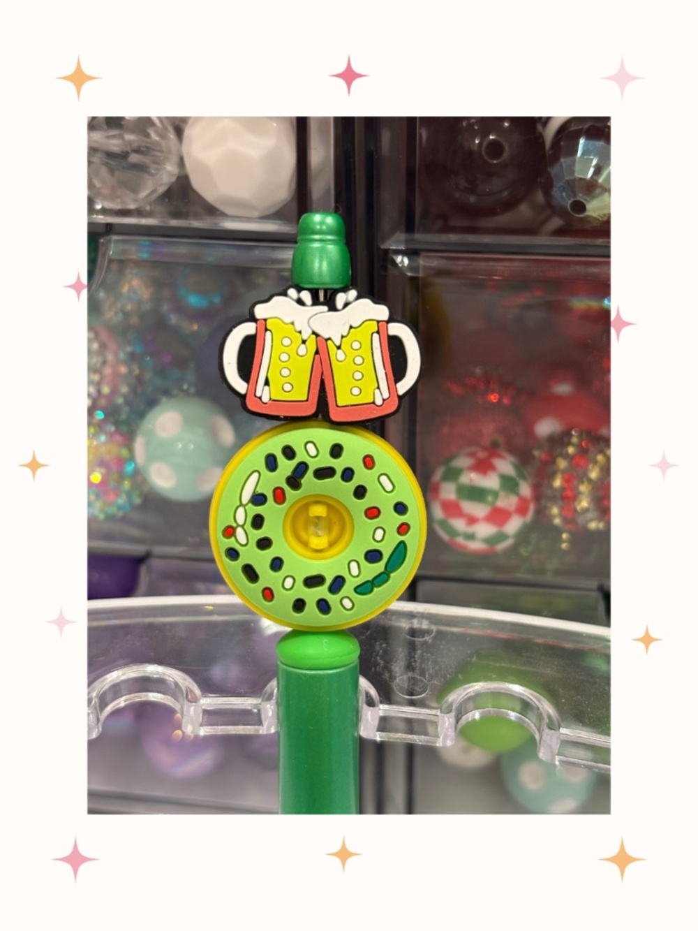 Handmade Beverage & Food Beaded St Patricks Pen